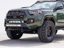 16-Up Tacoma Stealth Bumper 32 Inch LED Bar Spot Beam Bumper Light Bar-Blue-Small Relocation Mounts Only No Switch No Winch No D-Ring Cali Raised LED