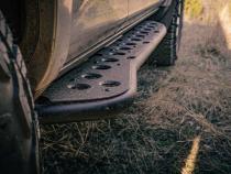 Step Edition Rock Slider For 24-Present Toyota Tacoma/Double Cab Short Bed W/ Kick Out/Yes (Powdercoat)/Raw Steel Cali Raised LED