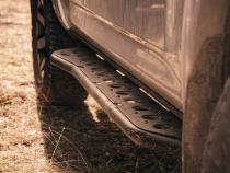 Step Edition Rock Slider For 24-Present Toyota Tacoma/Double Cab Long Bed W/ No Kick Out/Yes (Raw Steel)/Raw Steel Cali Raised LED