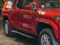 Step Edition Rock Slider For 24-Present Toyota Tacoma/Double Cab Long Bed W/ No Kick Out/Yes (Raw Steel)/Raw Steel Cali Raised LED