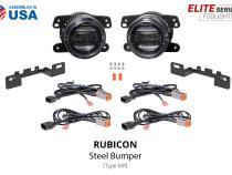 Elite Series Fog Lamps for 2018-2022 Jeep JL Wrangler Rubicon w/ Steel Bumper Pair Cool White 6000K Diode Dynamics