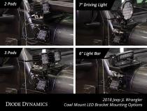 SS6 Cowl LED Bracket Kit for 2018-2021 Jeep JL Wrangler/Gladiator, Amber Driving
