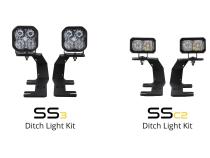 SS3 LED Ditch Light Kit for 2014-2019 Chevrolet Silverado 1500, Sport White Combo Diode Dynamics