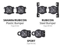 SS3 LED Fog Light Kit for 2018-2021 Jeep JL Wrangler Yellow SAE Fog Sport w/ Backlight Type MR Bracket Kit Diode Dynamics