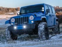 SS3 LED Fog Light Kit for 2007-2018 Jeep JK Wrangler Yellow SAE Fog Pro w/ Backlight Type MR Bracket Kit Diode Dynamics