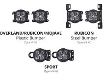 SS3 LED Fog Light Kit for 2020-2021 Jeep Gladiator Yellow SAE Fog Pro w/ Backlight Type MS Bracket Kit Diode Dynamics