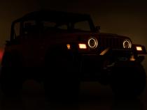 Headlights DRL Halo LED 7 Inch 97-06 Jeep Wrangler TJ 4WD Rough Country