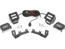 LED Ditch Light Kit 2in Black Pair Flood Silverado/Sierra 1500 (14-18 &amp;amp; Classic) Rough Country