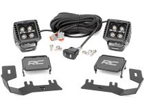 LED Ditch Light Kit 2in Black Pair White DRL Silverado/Sierra 1500 (14-18 &amp;amp; Classic) Rough Country