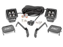 LED Light Ditch Mount 2 Inch Black Pair White DRL Chevy 1500 (2007-2013) Rough Country