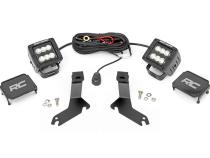 LED Light Kit Ditch Mount 2 Inch Black Pair Flood Chevy Silverado 1500 (99-06)/Tahoe (00-06) Rough Country