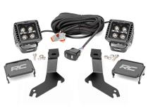 LED Light Kit Ditch Mount 2 Inch Black Pair White DRL Chevy Silverado 1500 (99-06) Rough Country