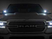 LED Light Kit Ditch Mount 2 Inch Black Pair White DRL Ram 1500 (19-26) Rough Country