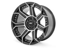 89 Series Wheel One-Piece Black Machined Gun Metal 17x9 5x4.5 -12mm Rough Country