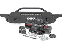 Front Bumper Hybrid with 9500 Lb Pro Series Winch Synthetic Rope and 20 Inch DRL LED Light Bar 16-22 Toyota Tacoma Rough Country