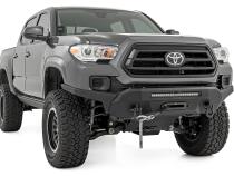 Front Bumper Hybrid with 12000 Lb Pro Series Winch Synthetic Rope and 20 Inch DRL LED Light Bar 16-22 Toyota Tacoma Rough Country