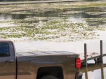 BAKFlip FiberMax Hard Folding Truck Bed Cover Rail Mounts Near Top of Bed Rail Rails Can Be Lowered Using Drop Down Brackets 2022-2026 Toyota Tundra 5 Foot 7 Inch Bed with or without Deck Rail System w/out Trail Special Edition Storage Boxes BAK