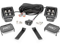 LED Light Kit Ditch Mount 2 Inch Black Pair Amber DRL Jeep KL 14-21 Rough Country