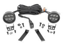 LED Light Kit Ditch Mount Black Series Round 3.5 Inch Amber DRL Jeep KL (14-21) Rough Country