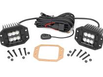 2 Inch Square Flush Mount Cree LED Lights Pair Black Series, Flood Beam Rough Country