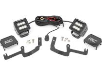 Chevy 2-inch LED Lower Windshield Ditch Kit Black Series Flood Beam For 19-20 Silverado Rough Country