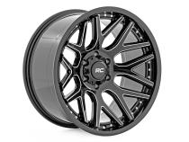 95 Series Wheel One-Piece Gloss Black Machined 20x10 8x180 -19mm Rough Country
