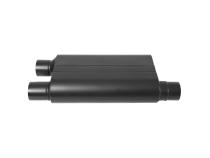 80 Series Chambered Muffler 80 Series Crossflow Stainless Steel 2.50 Offset In 2.50 Dual Out Aggressive Sound Flowmaster