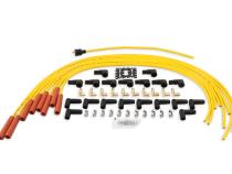 Spark Plug Wire Set 8MM Yellow With Orange Straight Boots 4040 8MM Universal Fit Super Stock Spark Plug Wire Sets Feature A Spiral Core And A Yellow Silicone Jacket ACCEL